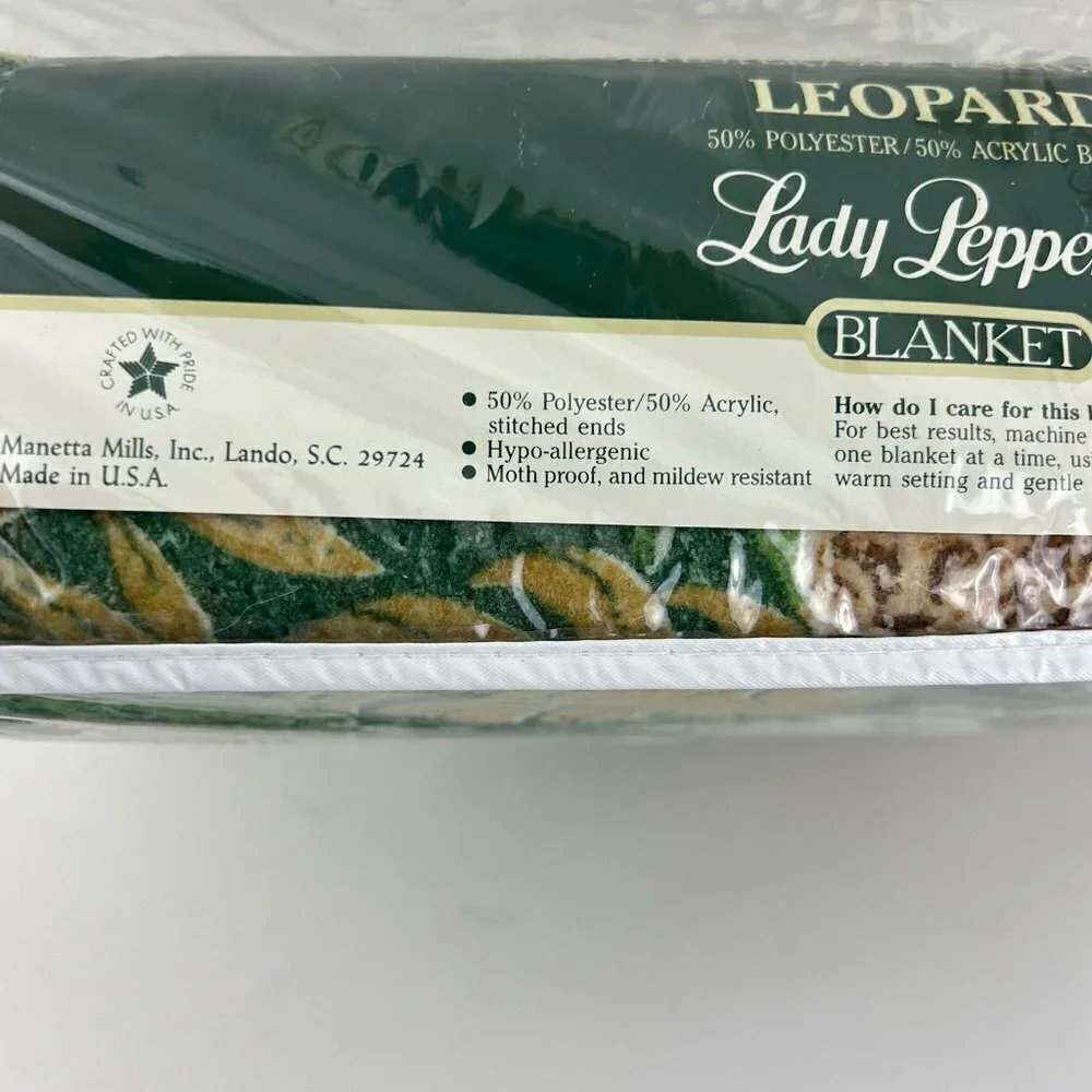 Vtg Lady Pepperell Blanket‎ Leopard Print Twin/Full NOS Nap Guard